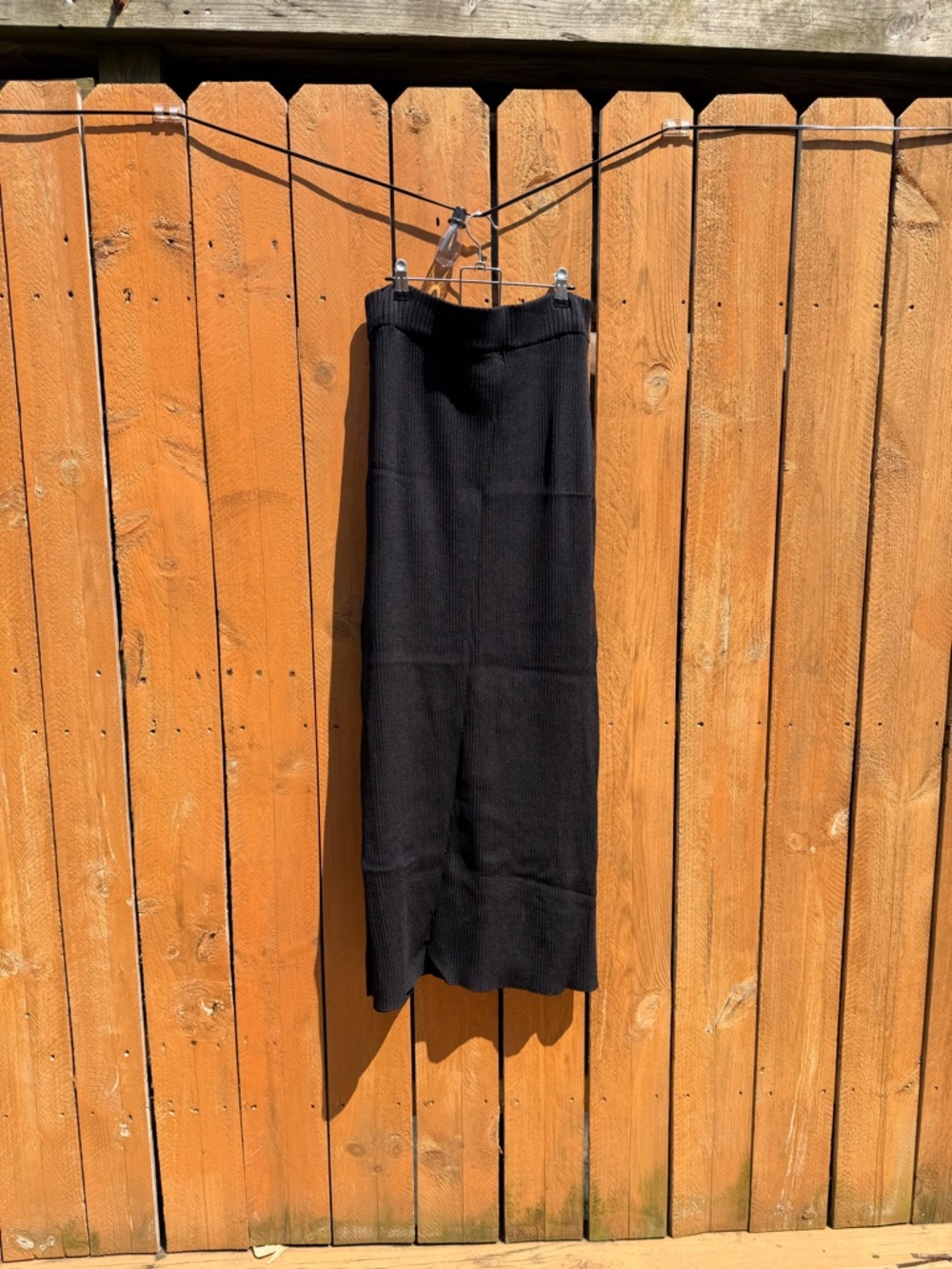 Anthropologie Black Ribbed Knit Maxi Skirt -